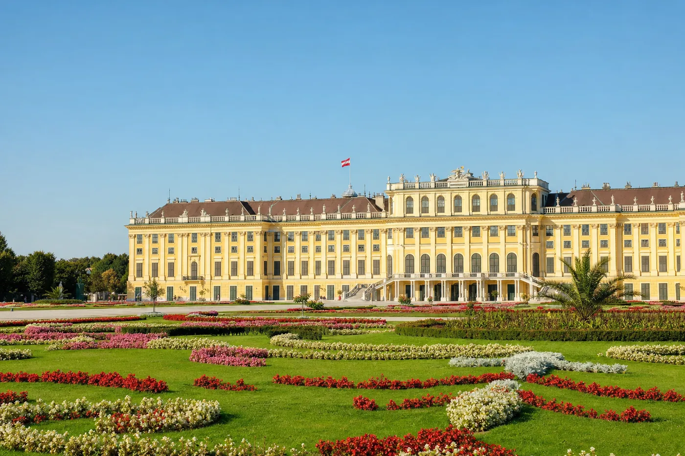 Austria – kendt vartegn med landets flag