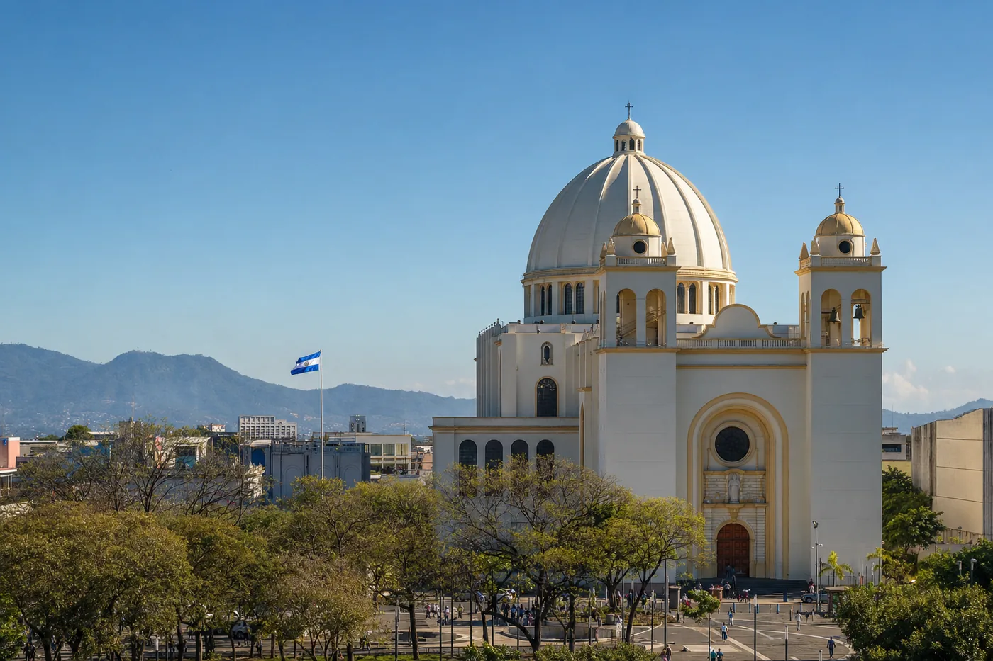 El Salvador – kendt vartegn med landets flag