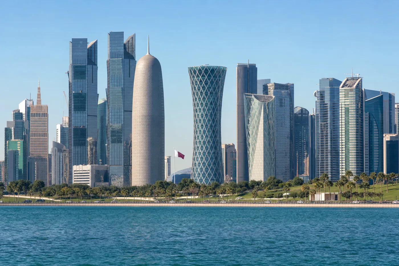 Qatar – kendt vartegn med landets flag