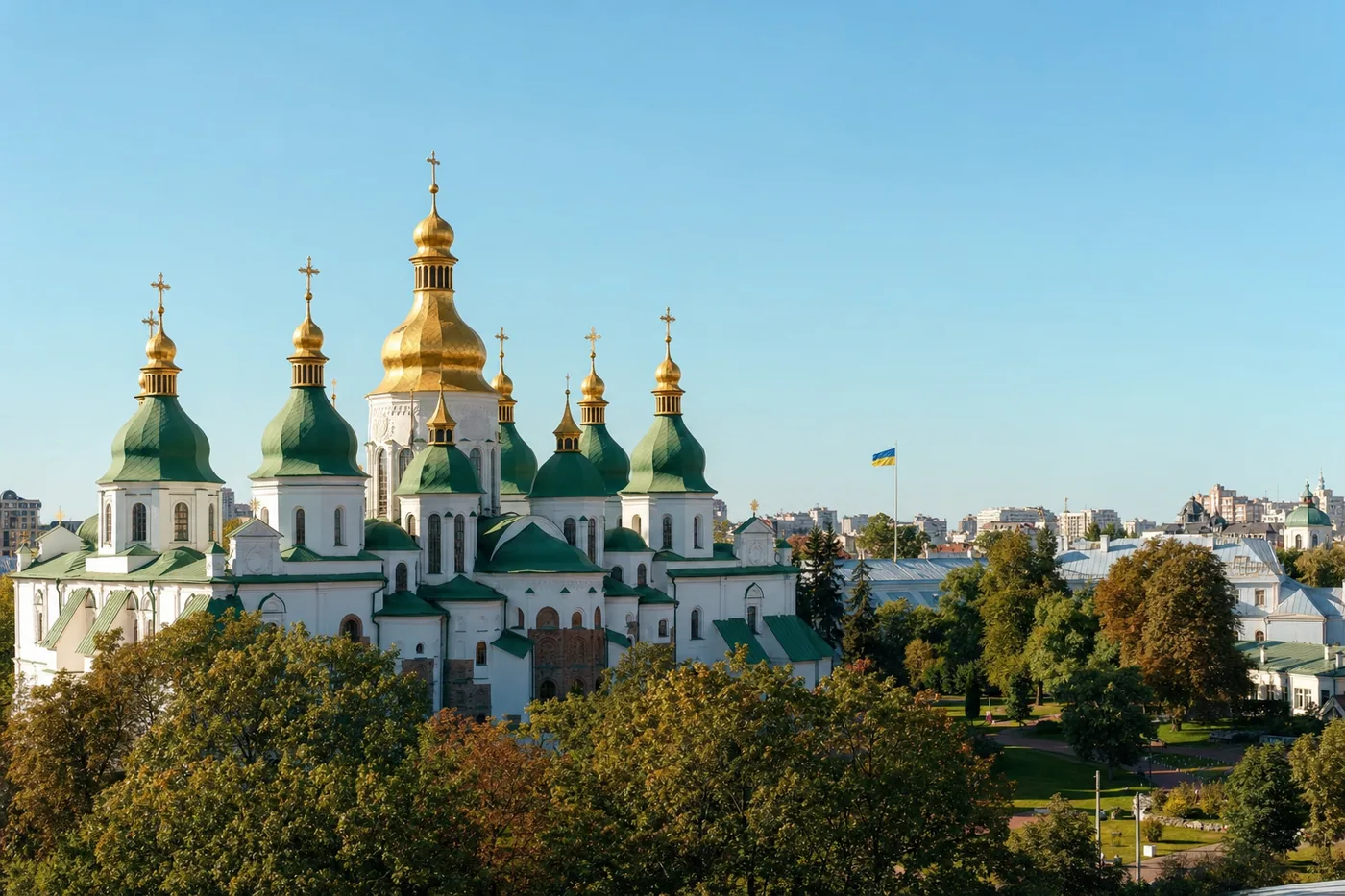 Ukraine – kendt vartegn med landets flag