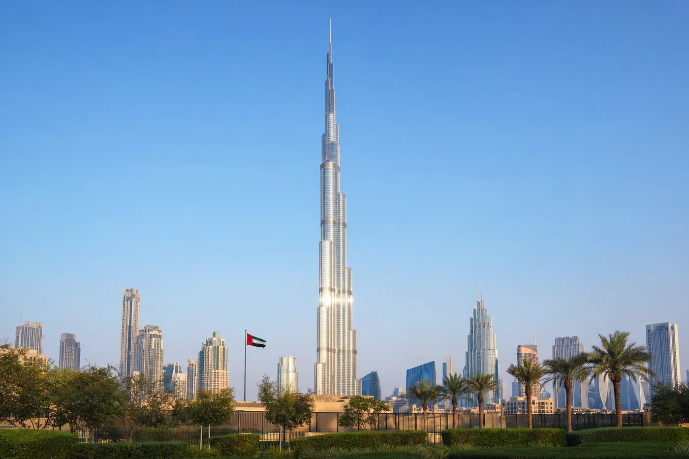 United Arab Emirates – kendt vartegn med landets flag