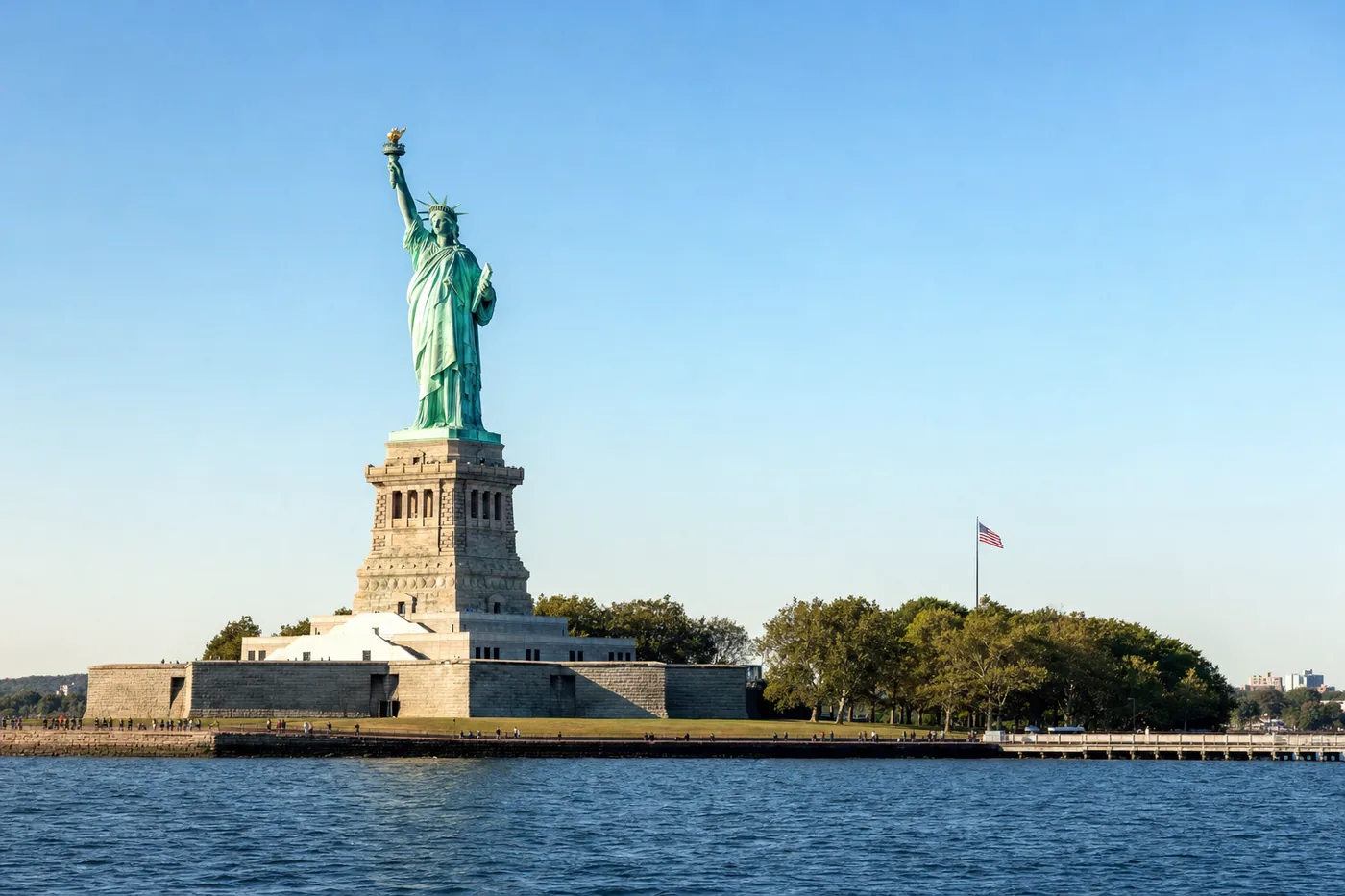USA – kendt vartegn med landets flag