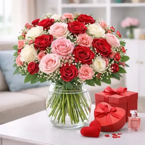 Blomsterbuket til valentinsdag